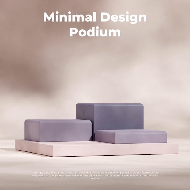 PSD with minimal background 3d rendering blank mockup square podium in square