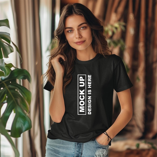 woemn tshirt mockup black tshirt mockup psd mockup girl tshirt mockup bella canvas mockup design