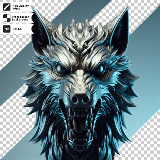 wolf head mascot on transparent background