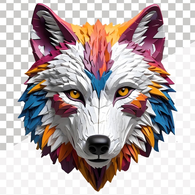 PSD a wolf head with a colorful art