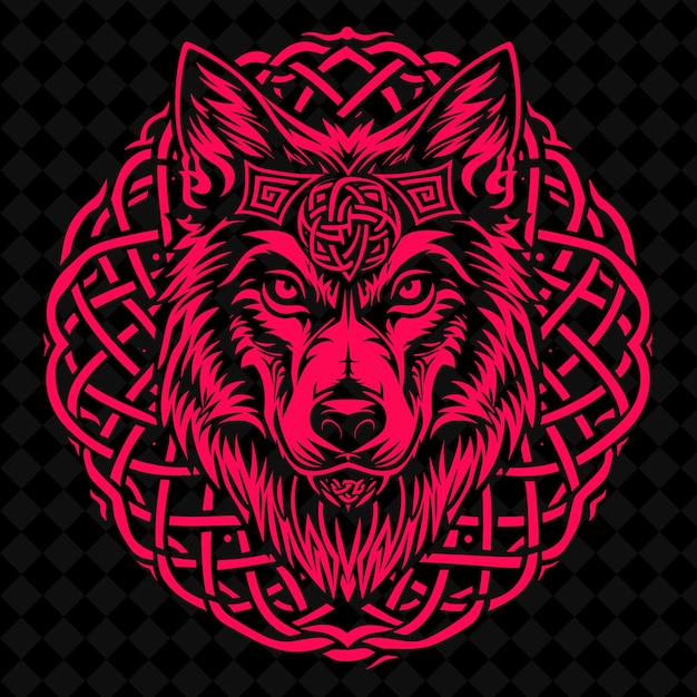 PSD a wolf head with a geometric pattern on the background