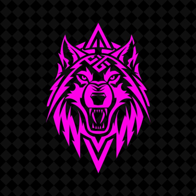 a wolf head with a pink background and a black background