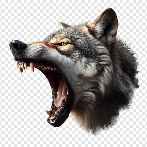 PSD a wolf head with a wolf head on a transparent background