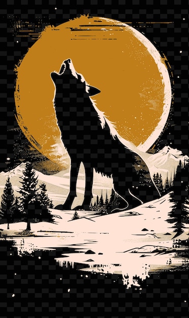 a wolf howling at a full moon