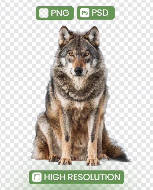 PSD wolf isolated on white background