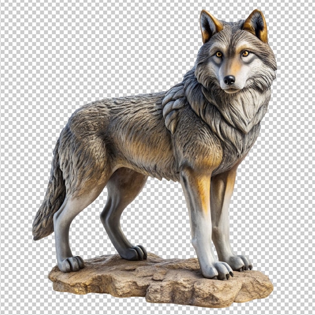 PSD wolf statue on transparent background