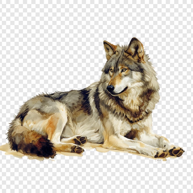 PSD a wolf that is laying down on a carpet