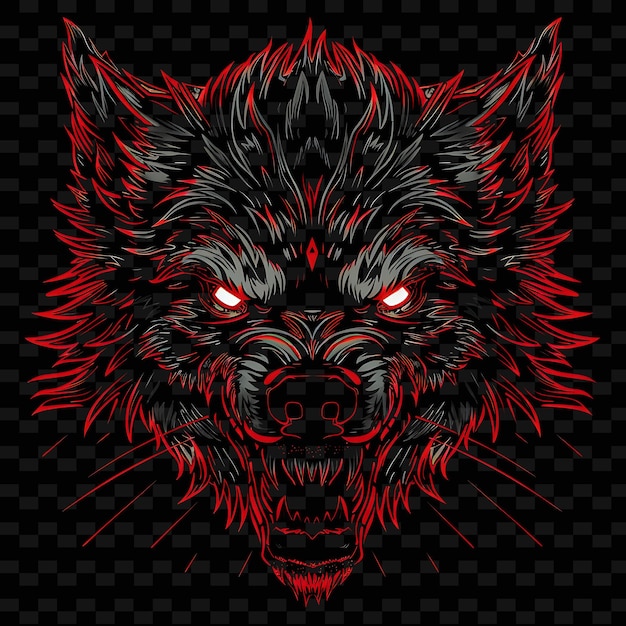 PSD a wolf with glowing eyes and red eyes