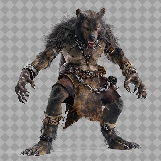 a wolf with a wolf costume and a chain around his neck