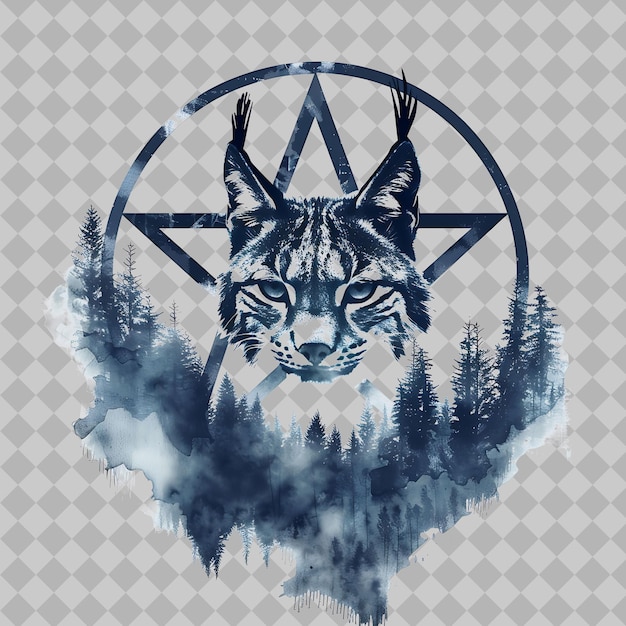 PSD a wolf with a wolf head on the background of a forest