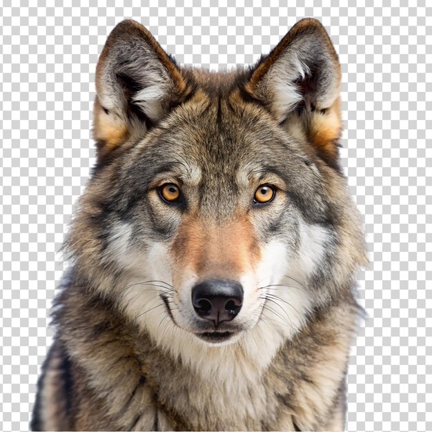 PSD wolf with yellow eyes on transparent background