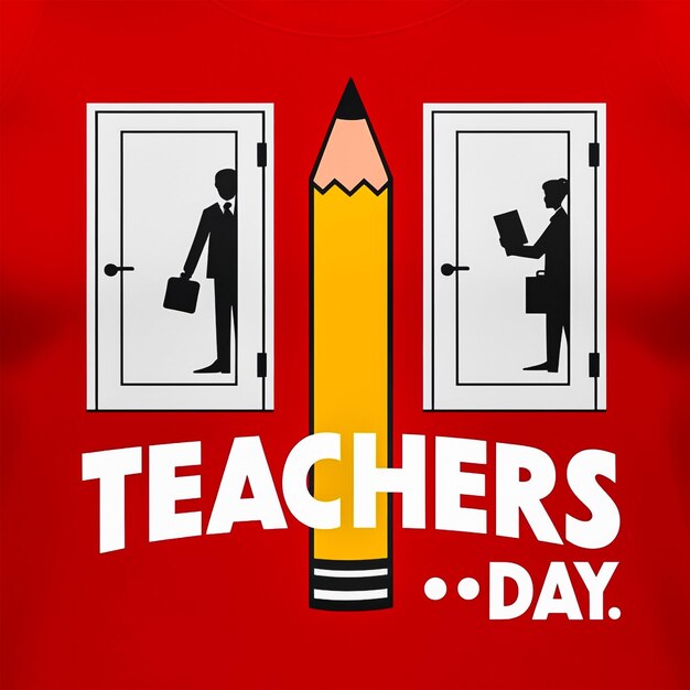 PSD wolrd teachers day composition with flat design template