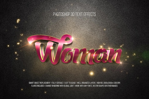 PSD woman 3d text effects