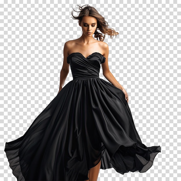 PSD a woman in a black dress with a black dress on it