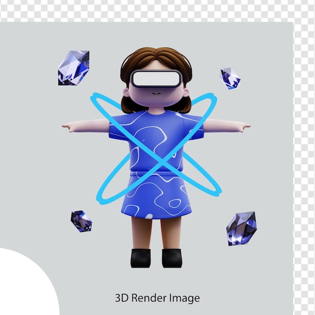 PSD a woman in a blue dress and a virtual reality headset