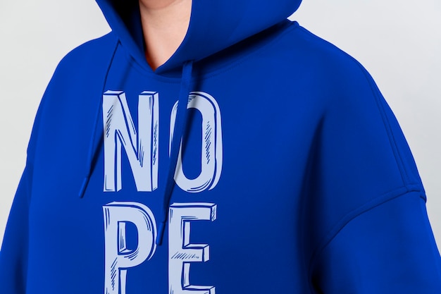 Woman in a blue hoodie mockup