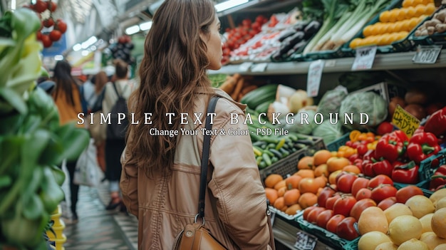 Woman Browsing Produce at a Market Stall