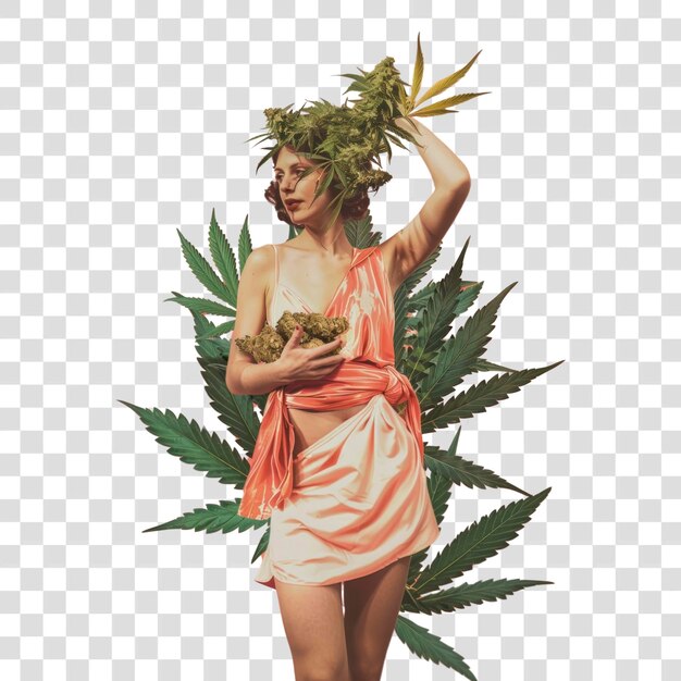 Woman cannabis leaves fashion art