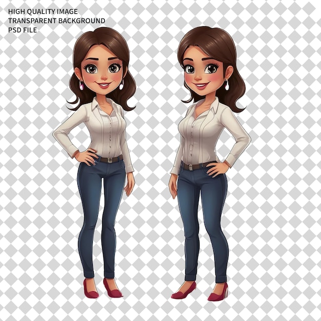 woman character vector 3d cartoon female woman vector character PSD png transparent background