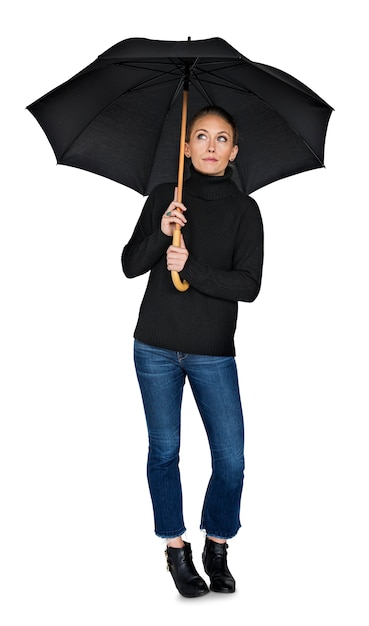 Woman Curious Awareness Umbrella Portrait Concept