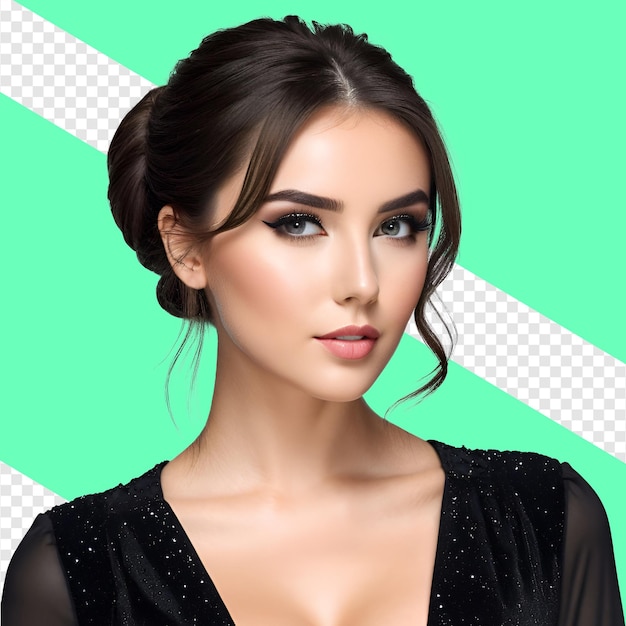 woman elegant makeup black clothes