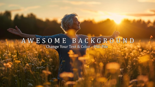 Woman Enjoying Sunset in a Field