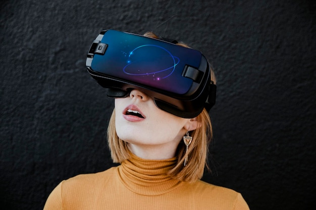 Woman enjoying a VR experience