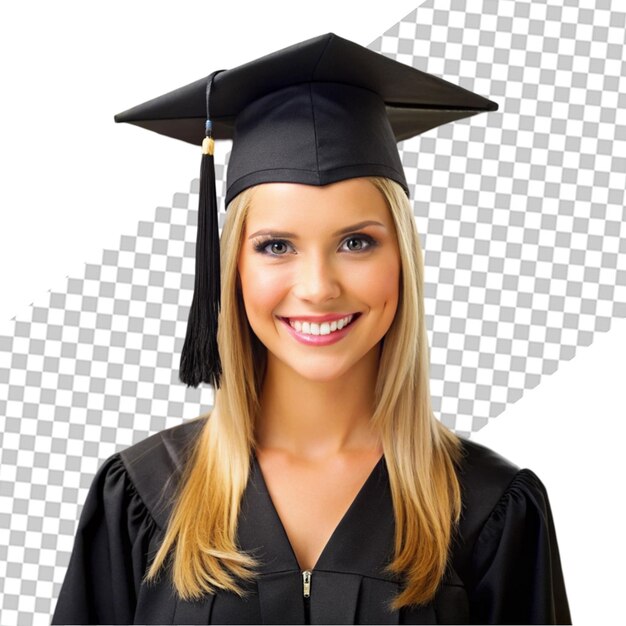 PSD a woman in a graduation cap with a black and white background