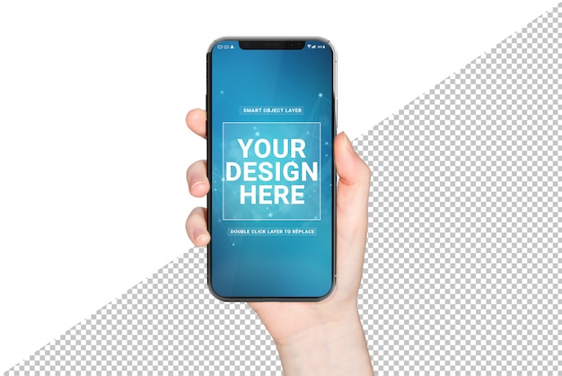 Woman Hand Holding Modern Smartphone Mockup