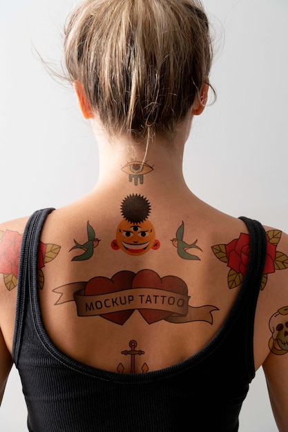 Woman having tattoo mockup