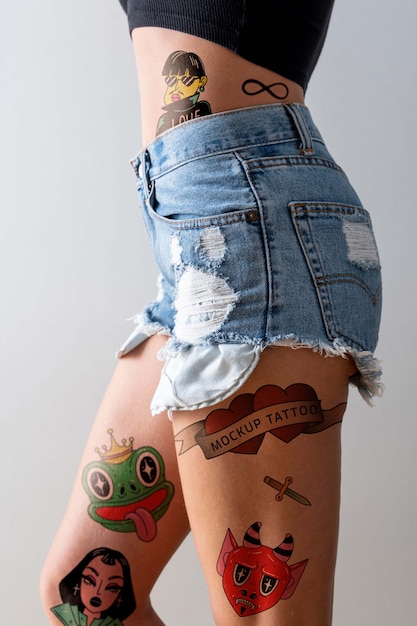 Woman having tattoo mockup