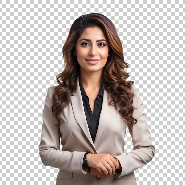 a woman in a hijab with a brown and brown scarf Isolated on Transparent Background