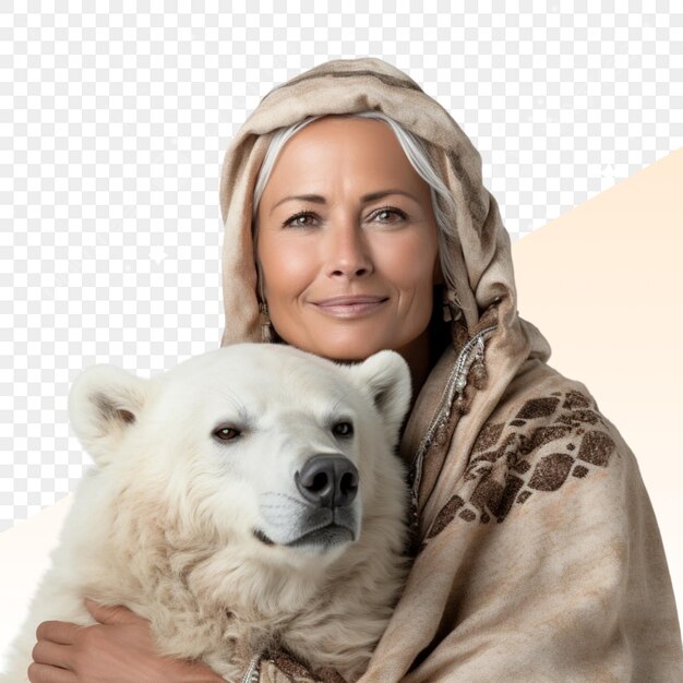 PSD a woman holding a dog and a picture of a dog