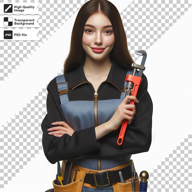 a woman holding a hammer and a hammer with the word  lg  on it