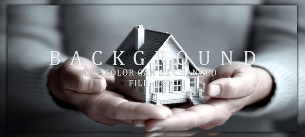 PSD woman holding house model property concept