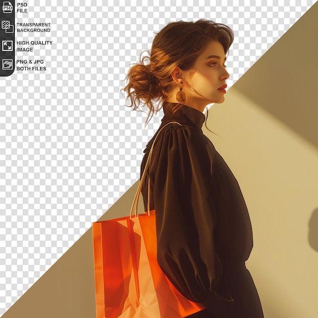 PSD a woman holding a shopping bag png