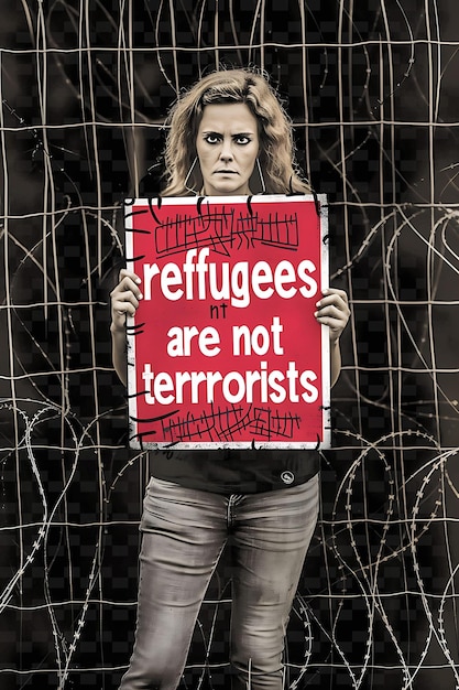 PSD a woman holding a sign that says quot refugees are not allowed quot