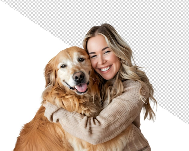 PSD a woman hugging a dog with a woman hugging her