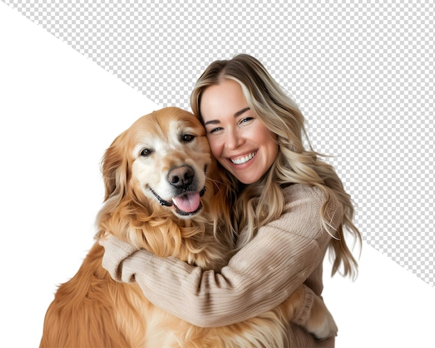 PSD a woman hugging a dog with a woman hugging her