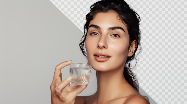 PSD a woman is holding a glass of water