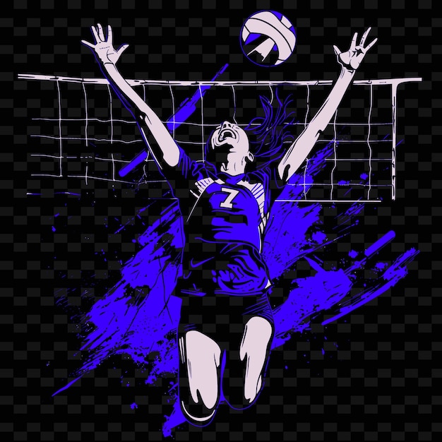 PSD a woman is playing volleyball with a blue background