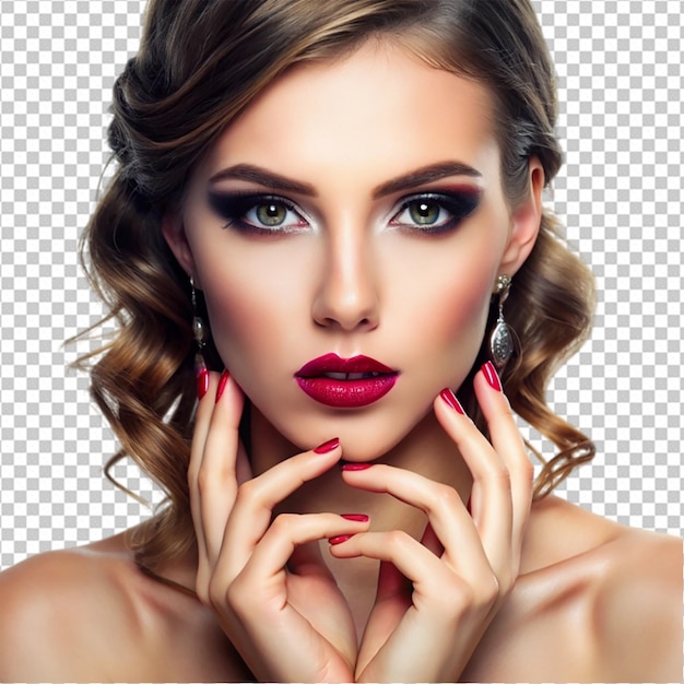 PSD woman make up portrait face cosmetic care png