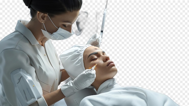 a woman and a man in protective masks are looking at a mirror