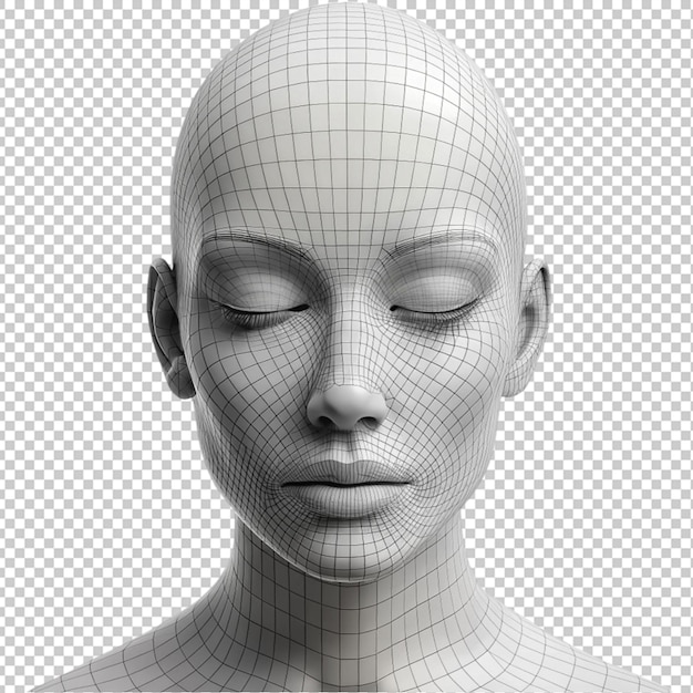 woman mannequin head eyes close wireframe