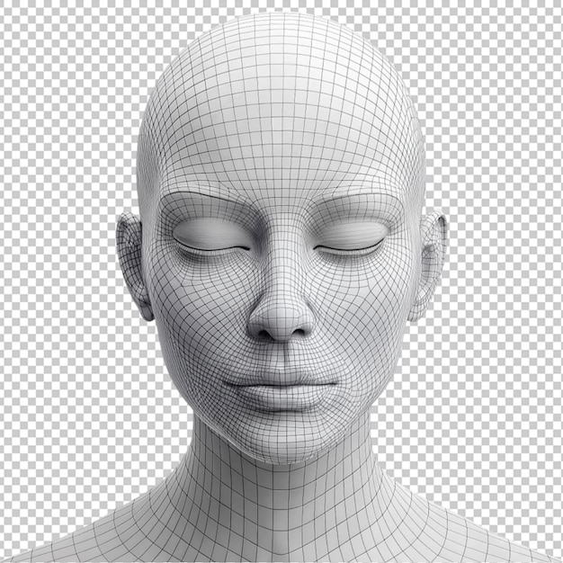 woman mannequin head eyes close wireframe