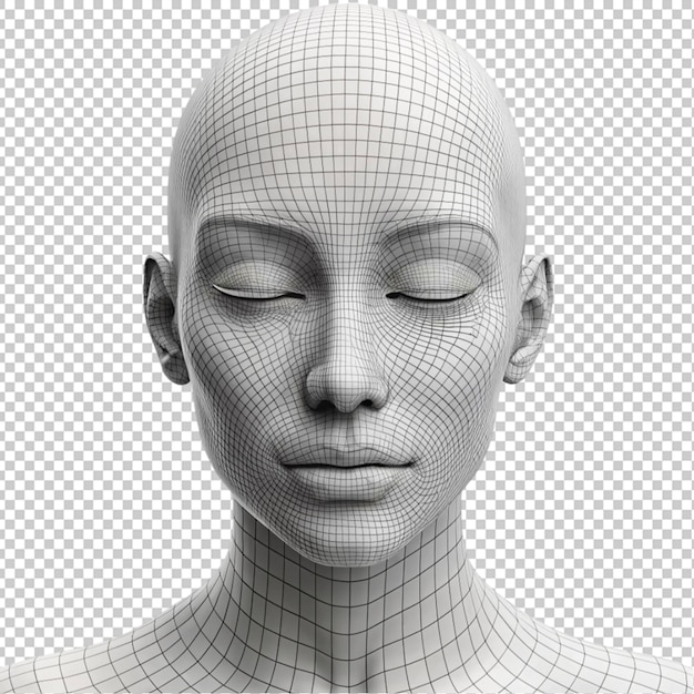 woman mannequin head eyes close wireframe