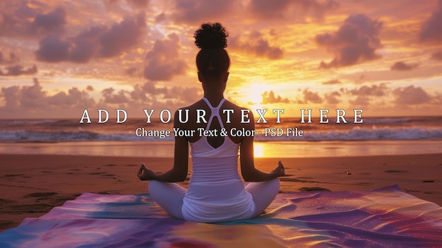 Woman Meditating on Beach at Sunset