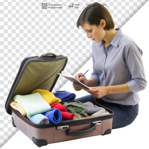 PSD woman packing suitcase for travel