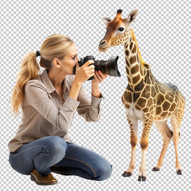 PSD woman photographer zoo click photo