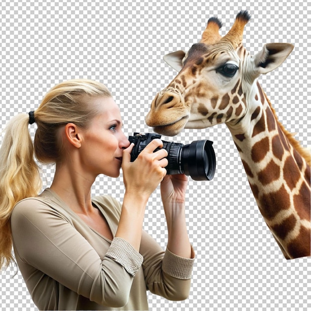 PSD woman photographer zoo click photo